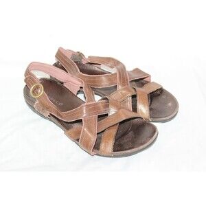 Merrell Size 10 J45963 Bassoon Mahogany Leather Slingback Strappy Wedge Sandals